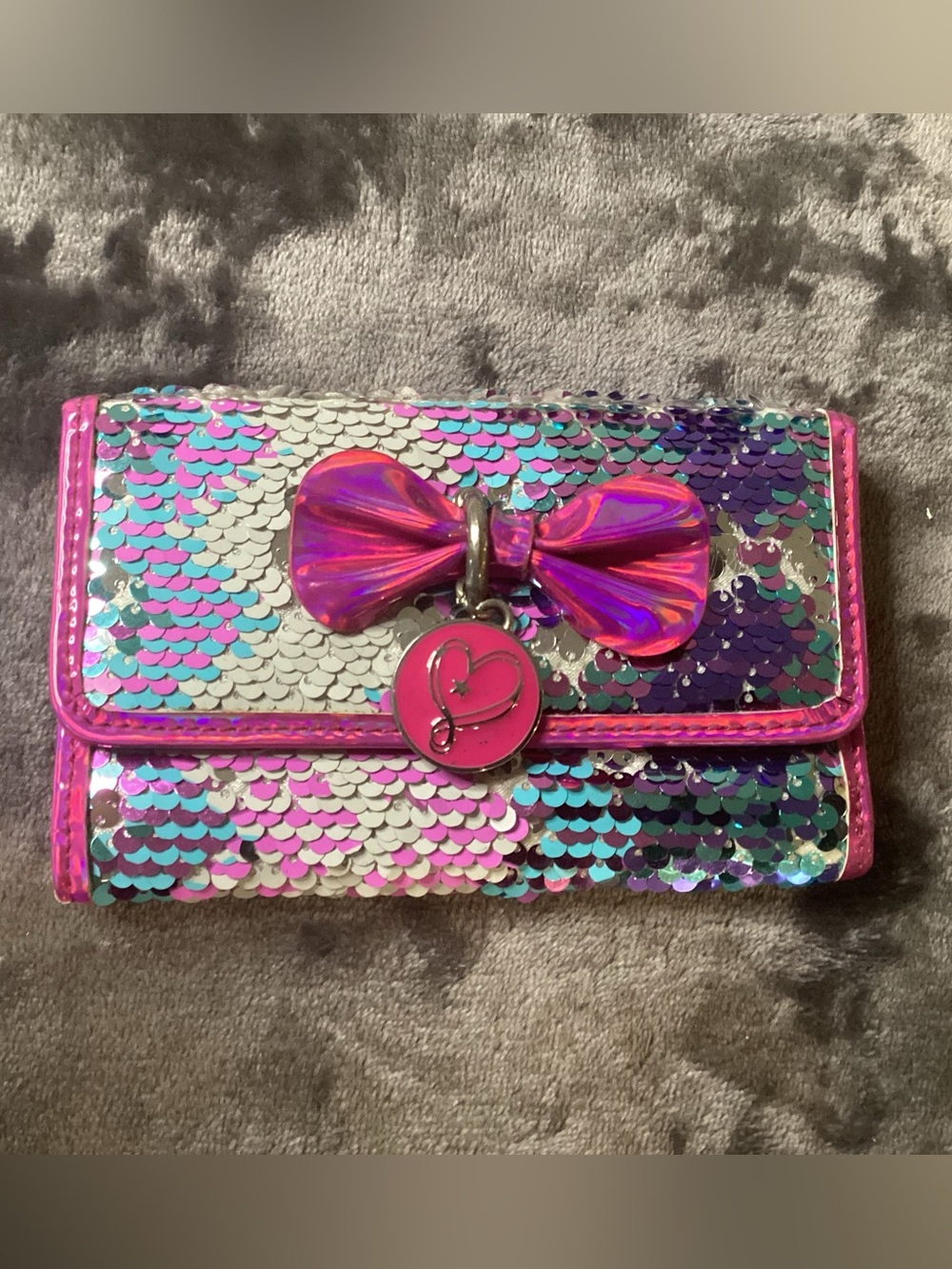 Kids Sequin Bow Wallet - Pink Multicolor